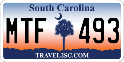 SC license plate MTF493