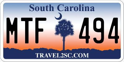 SC license plate MTF494