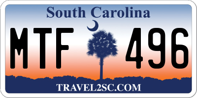SC license plate MTF496