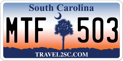 SC license plate MTF503