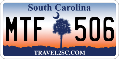 SC license plate MTF506