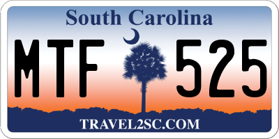 SC license plate MTF525
