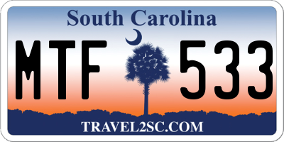 SC license plate MTF533