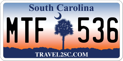 SC license plate MTF536