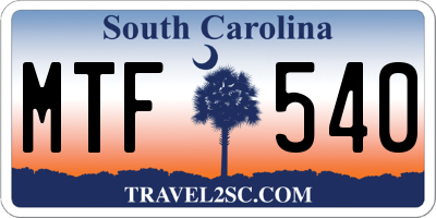 SC license plate MTF540
