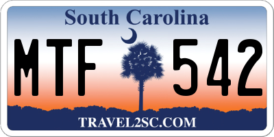 SC license plate MTF542