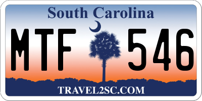 SC license plate MTF546