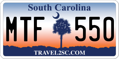 SC license plate MTF550