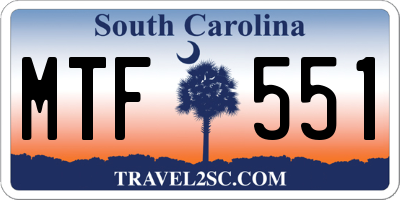 SC license plate MTF551