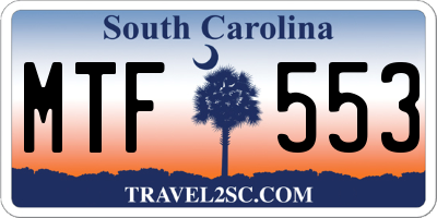 SC license plate MTF553