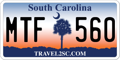 SC license plate MTF560