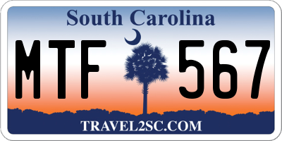 SC license plate MTF567
