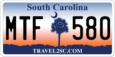 SC license plate MTF580