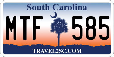 SC license plate MTF585