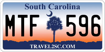 SC license plate MTF596