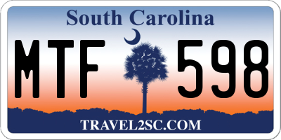 SC license plate MTF598