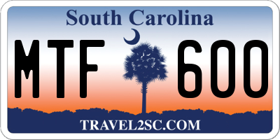 SC license plate MTF600
