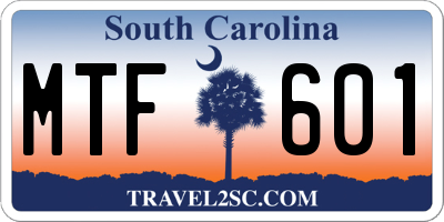 SC license plate MTF601