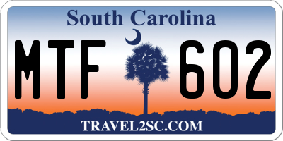 SC license plate MTF602