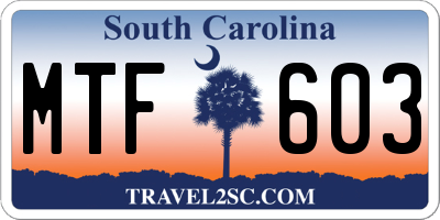 SC license plate MTF603