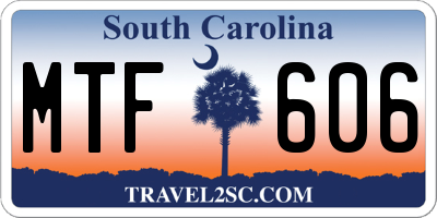 SC license plate MTF606