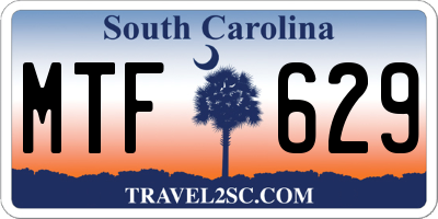 SC license plate MTF629