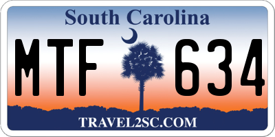 SC license plate MTF634