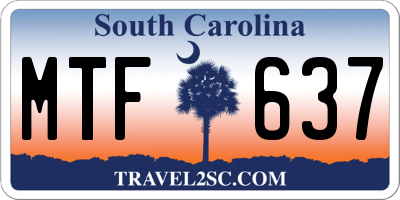 SC license plate MTF637