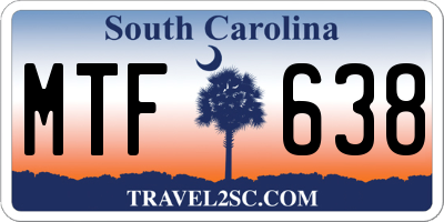 SC license plate MTF638