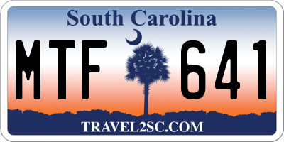 SC license plate MTF641