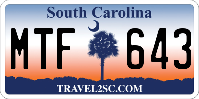 SC license plate MTF643