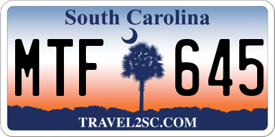 SC license plate MTF645