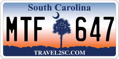SC license plate MTF647
