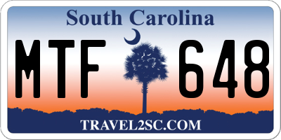 SC license plate MTF648