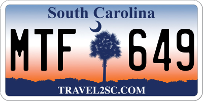SC license plate MTF649