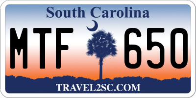 SC license plate MTF650