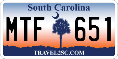 SC license plate MTF651
