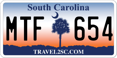SC license plate MTF654