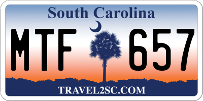 SC license plate MTF657