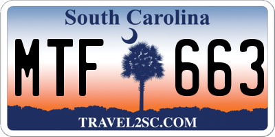 SC license plate MTF663