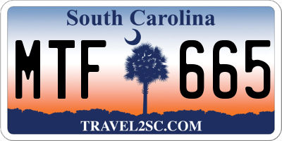 SC license plate MTF665