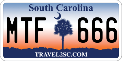 SC license plate MTF666
