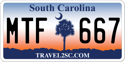 SC license plate MTF667