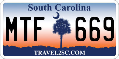 SC license plate MTF669