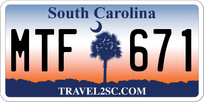 SC license plate MTF671