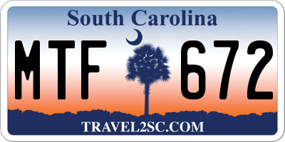 SC license plate MTF672