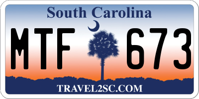 SC license plate MTF673
