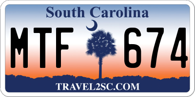 SC license plate MTF674