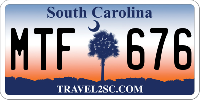 SC license plate MTF676