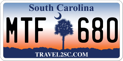 SC license plate MTF680
